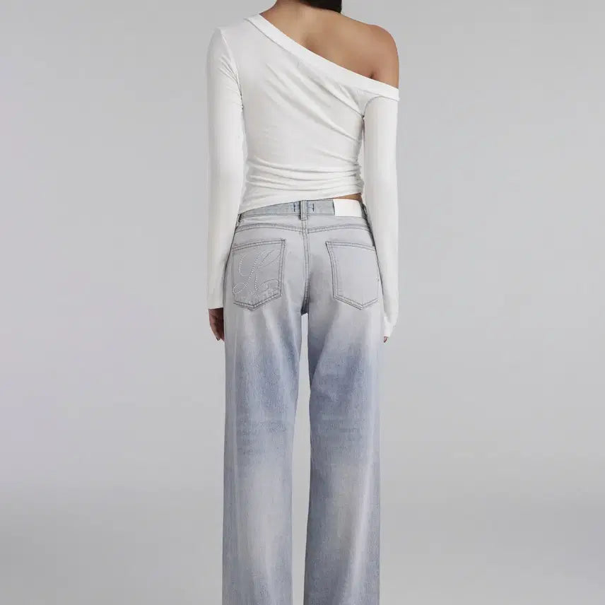 [BUNJANG] Klyssier Krystal Clean Straight Low Jeans (Light Blue) - Size S / 클리시어 Krystal Clean straight low Jeans, S