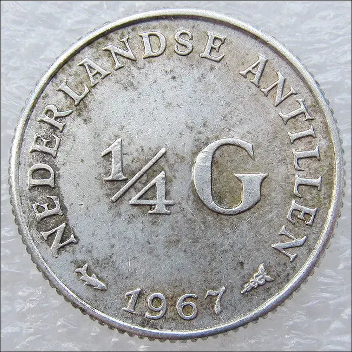 [BUNJANG] Netherlands Antilles 1967 1/4 Gulden Silver Coin / 네덜란드령 안틸레스 1967년 1/4굴덴 은화 (2518)