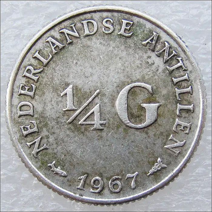 [BUNJANG] Netherlands Antilles 1967 1/4 Gulden Silver Coin / 네덜란드령 안틸레스 1967년 1/4굴덴 은화 (2519)