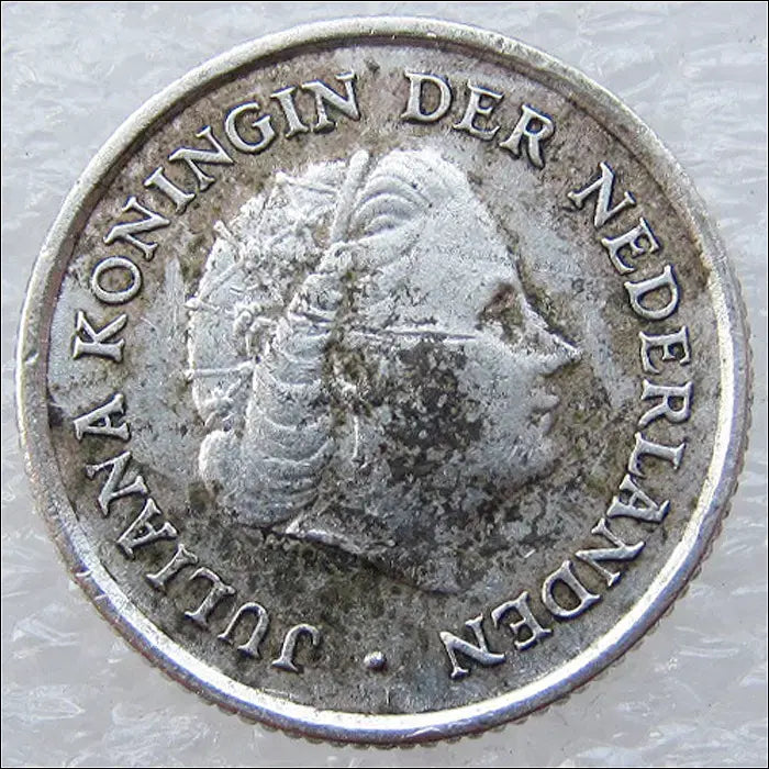 [BUNJANG] Netherlands Antilles 1963 1/10 Gulden Silver Coin / 네덜란드령 안틸레스 1963년 1/10굴덴 은화 (2520)