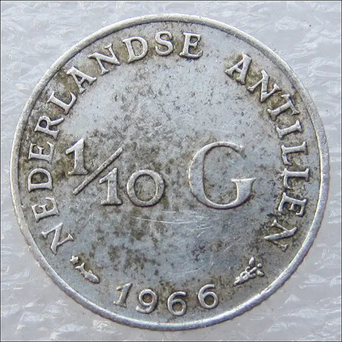 [BUNJANG] Netherlands Antilles 1966 1/10 Gulden Silver Coin / 네덜란드령 안틸레스 1966년 1/10 굴덴 은화 (2521)