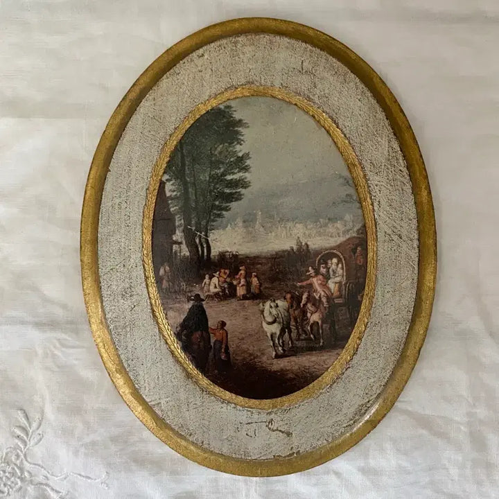 [BUNJANG] Italian Vintage Oval Wood Frame / 이탈리아 빈티지 오벌우드액자