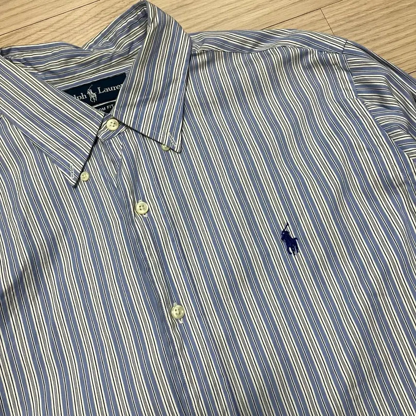 [BUNJANG] Polo Ralph Lauren Stripe Cotton Shirt Sky Blue / [Polo] 폴로 랄프로렌 스트라이프 셔츠 스카이블루