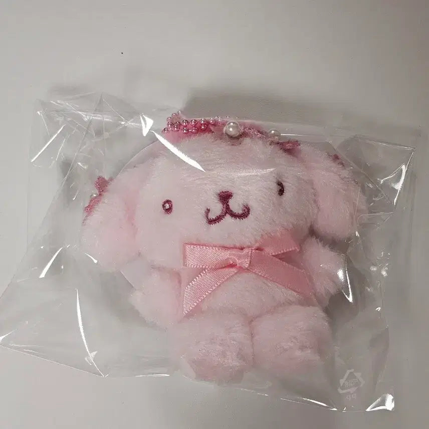 [BUNJANG] Sanrio Pompompurin Pink Tone Bag Charm Cherry Blossom Keychain Mascot Plush (8cm) / 새상품)산리오 폼폼푸린 핑크톤 가방걸이 벚꽃 키링 마스코트 인형(8cm)