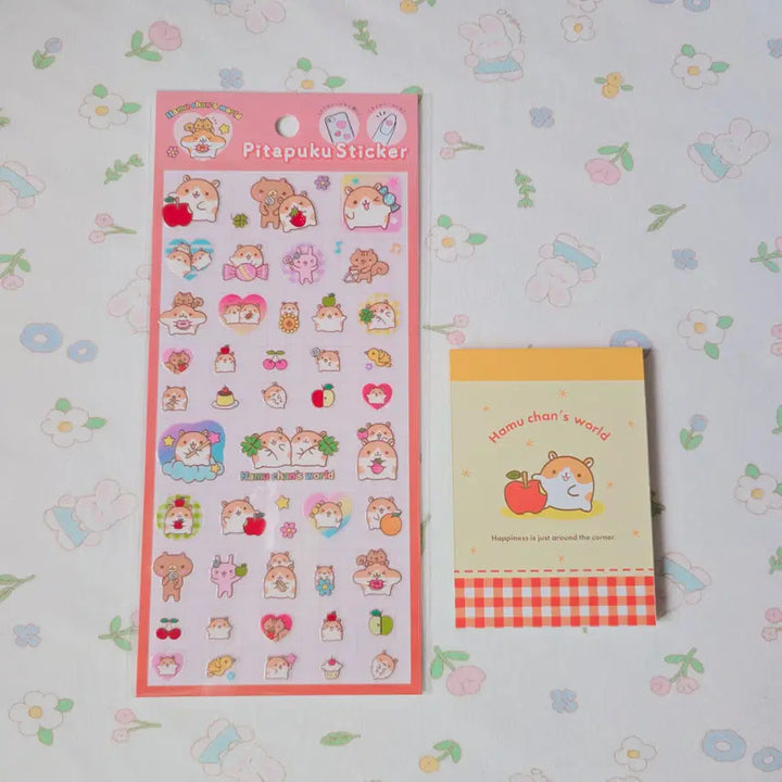 [BUNJANG] Heisei Character Hamuchan Pitafuku Sticker &amp; Memo Pad Bundle Set / 일본정품)헤이세이 캐릭터 하무짱 피타푸쿠 스티커+메모지 일괄세트