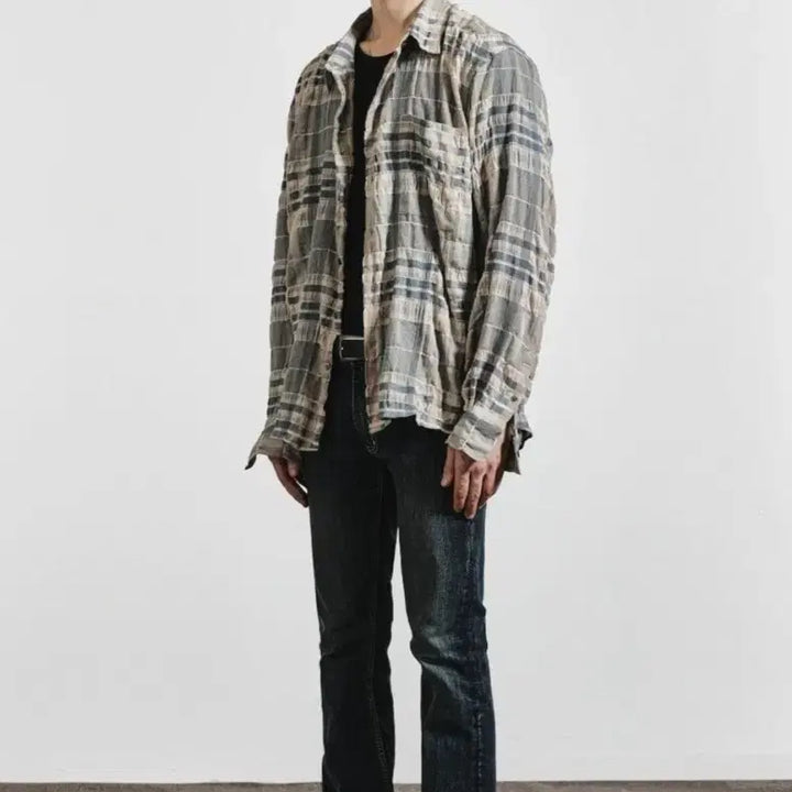 [BUNJANG] Ellumode Soundgarden Crease Check Shirt Size 48 / 엘무드 사운드가든 크리즈 체크 셔츠 48 팝니다
