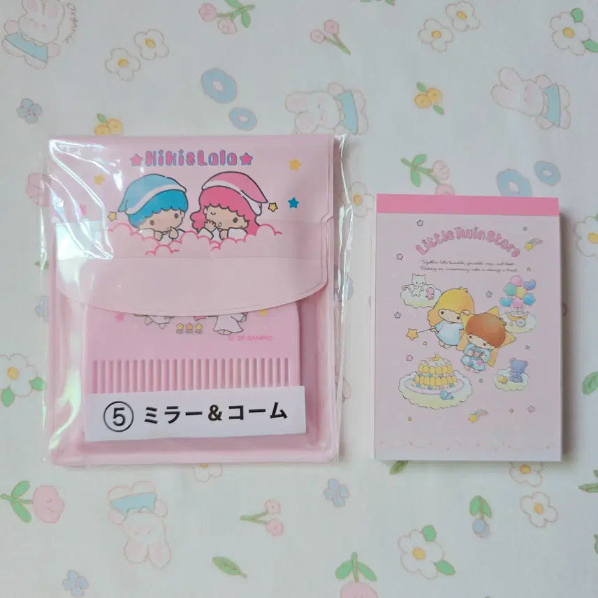 [BUNJANG] Sanrio Kiki Lala Little Twin Stars Comb Mirror Set + Memo Pad Bundle / 일본정품)산리오 키키라라 리틀트윈스타 빗거울세트+떡메모지 일괄