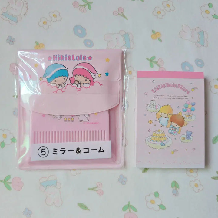 [BUNJANG] Sanrio Kiki Lala Little Twin Stars Comb Mirror Set + Memo Pad Bundle / 일본정품)산리오 키키라라 리틀트윈스타 빗거울세트+떡메모지 일괄