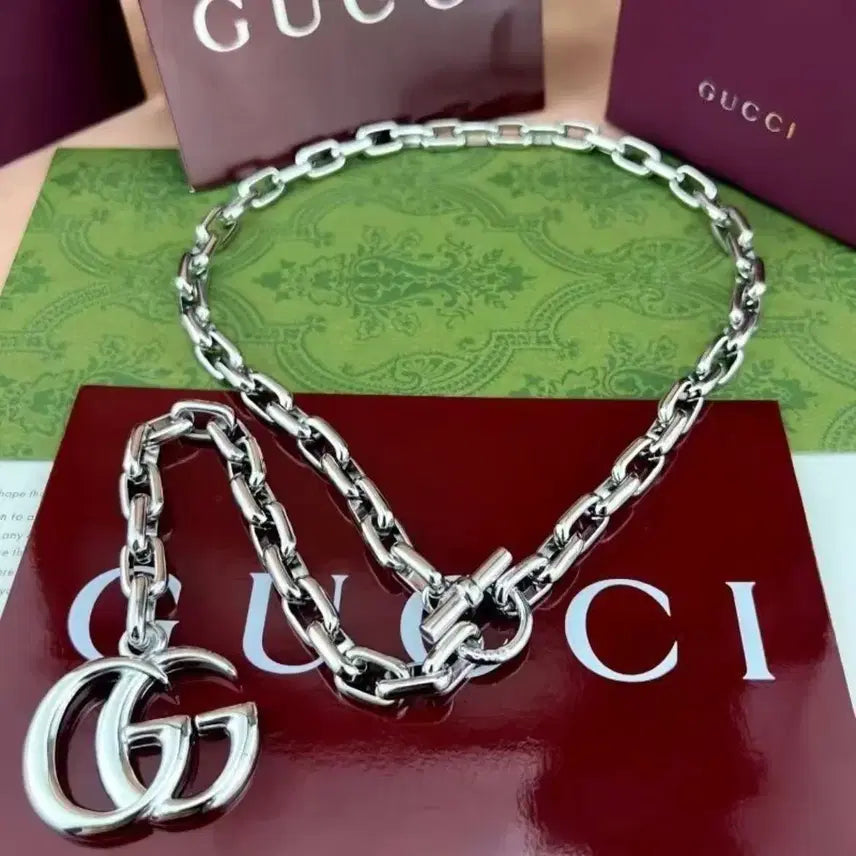 [BUNJANG] Gucci GG Logo Chain Necklace Silver / 구찌 GG 로고 체인 목걸이 실버