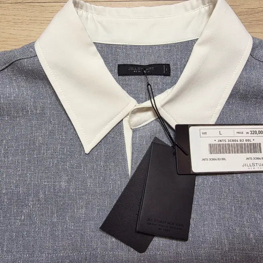 [BUNJANG] JILLSTUART NEW YORK Linen Blend Collar T-Shirt Blue L (105) / 질스튜어트뉴욕 린넨 혼방 카라 티셔츠 L 105 정가 32만원 블루