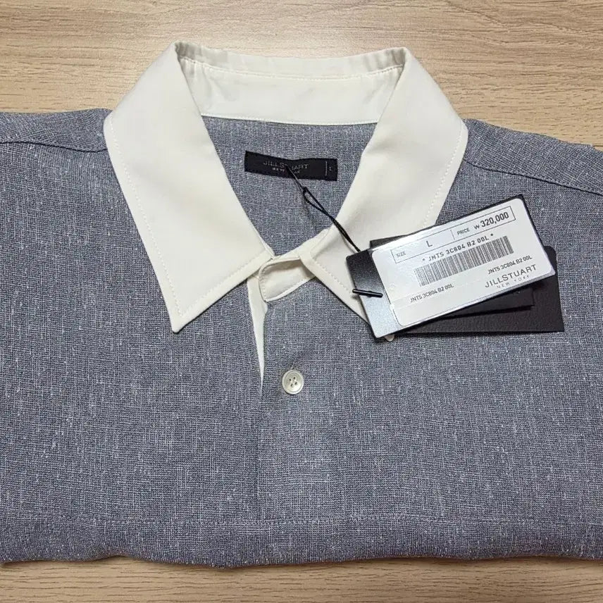 [BUNJANG] JILLSTUART NEW YORK Linen Blend Collar T-Shirt Blue L (105) / 질스튜어트뉴욕 린넨 혼방 카라 티셔츠 L 105 정가 32만원 블루