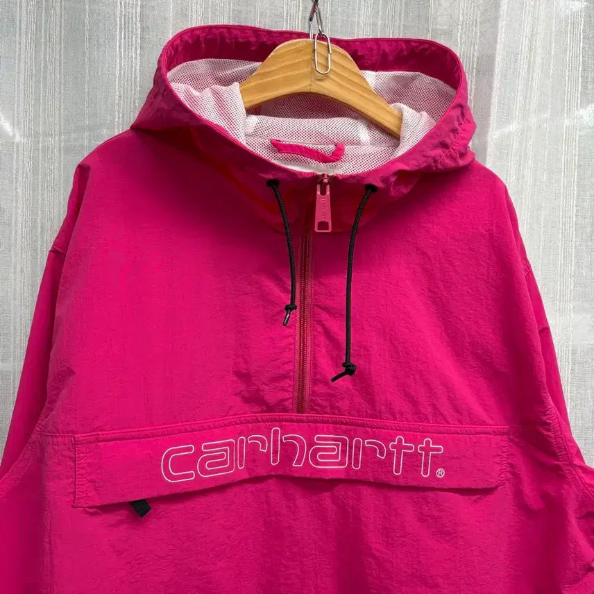 [BUNJANG] Carhartt WIP Script Windbreaker Pullover Anorak Pink / 칼하트 WIP 스크립트 윈드브레이커 핑크 풀오버 아노락