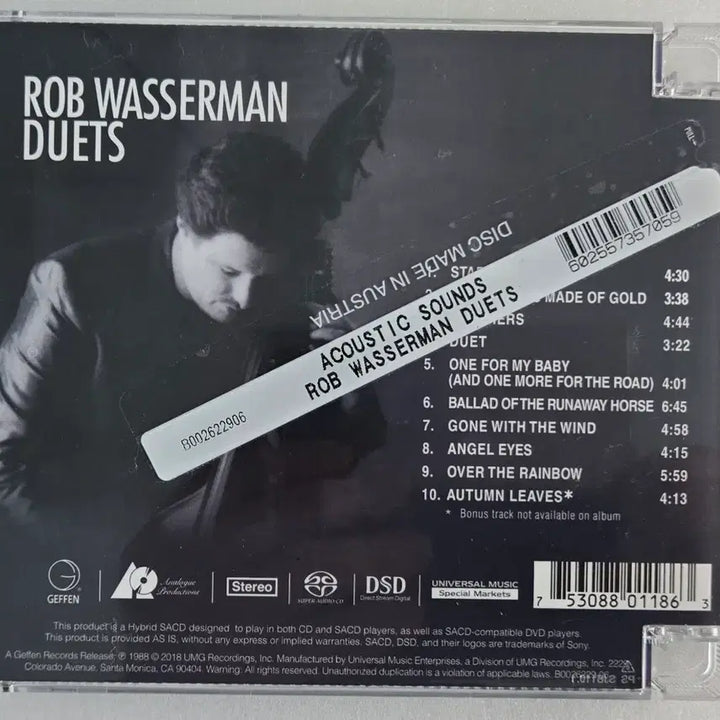 [BUNJANG] Rob Wasserman Duets Analog Productions Hybrid SACD (Unsealed) / 롭 와서만 - Duets 아날로그 프로덕션 하이브리드 SACD (개봉)