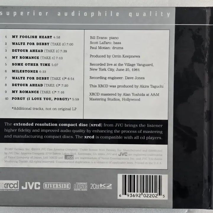 [BUNJANG] Bill Evans Waltz for Debby Limited Edition XRCD (Unsealed) / 빌 에반스  Waltz for Debby 한정판 XRCD (개봉)