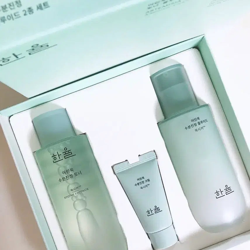 [BUNJANG] Hanyul Mugwort Hydrating &amp; Calming Set - Toner Fluid &amp; Mist / 한율 어린쑥 미스트 + 수분진정 토너 플루이드 2종 세트 스킨 로션 크림