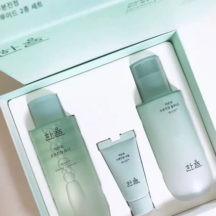 [BUNJANG] Hanyul Mugwort Hydrating &amp; Calming Set - Toner Fluid &amp; Mist / 한율 어린쑥 미스트 + 수분진정 토너 플루이드 2종 세트 스킨 로션 크림