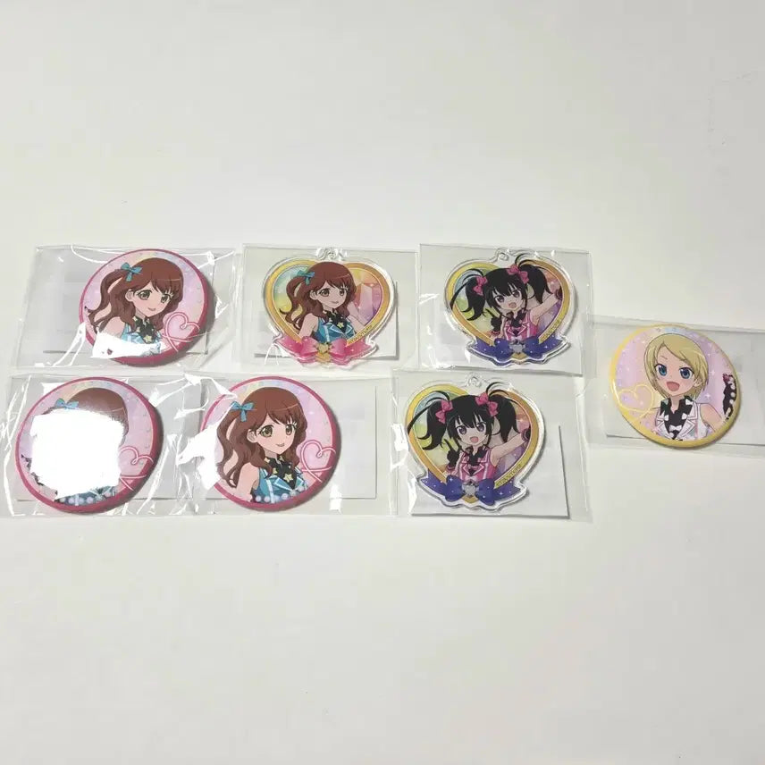 [BUNJANG] Marukuji Pri-Stone Pretty Rhythm Aurora Dream Can Badge &amp; Acrylic Keyring / 마루쿠지 프리즘스톤 프리티리듬 오로라드림 캔뱃지 아크릴 키링 굿즈