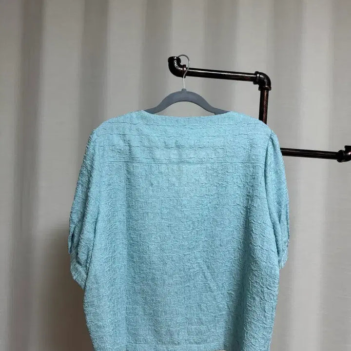 [BUNJANG] Oversized Light Blue Short-Sleeve Jacket / 빅사이즈 하늘색 반팔자켓