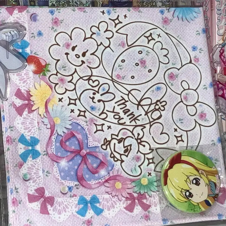 [BUNJANG] Aikatsu! Ichigo Hoshimiya Handkerchief &amp; Badge Set (Bundle, Sealed) / 아이카츠 아이엠스타 호시미야 이치고 손수건, 뱃지 세트 일괄 미개봉