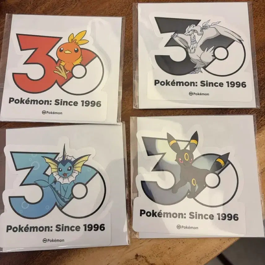 [BUNJANG] Pokemon 30th Anniversary Logo Sticker Set: Reshiram, Black Kyurem, Vaporeon / 포켓몬 30주년 로고스티커 레시라무 블랙키 샤미드