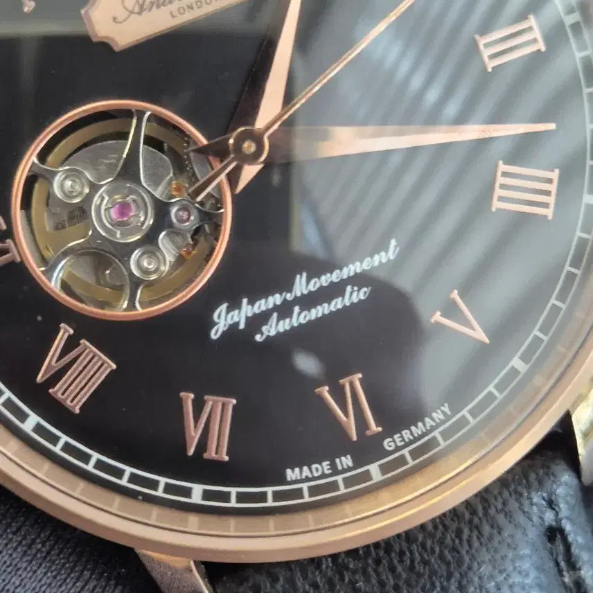 [BUNJANG] Andrew &amp; Co WALES AC602R-B Automatic Rose Gold Bezel Leather Watch / 독일메이드 ANDREW&amp;Co. 오토매틱시계 새상품