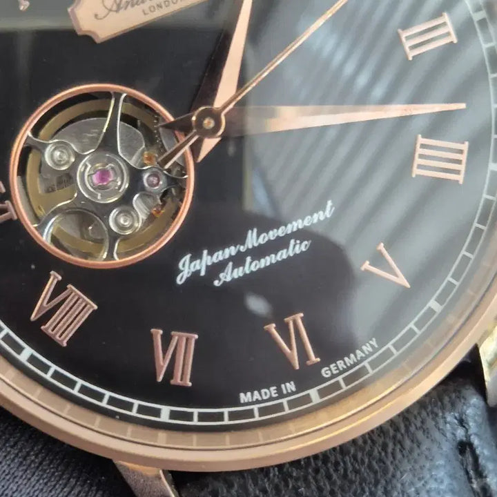 [BUNJANG] Andrew &amp; Co WALES AC602R-B Automatic Rose Gold Bezel Leather Watch / 독일메이드 ANDREW&amp;Co. 오토매틱시계 새상품