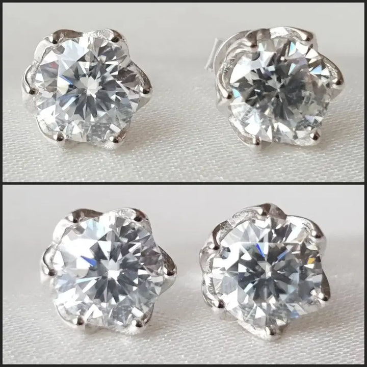 [BUNJANG] Moissanite 2 Carat Stud Earrings (1 Carat Each) / [새상품]모이사나이트 1X2캐럿 귀걸이