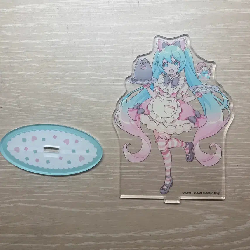 [BUNJANG] Pusheen x Hatsune Miku Acrylic Stand / Pusheen 푸신 하츠네미쿠 아크릴 스탠드