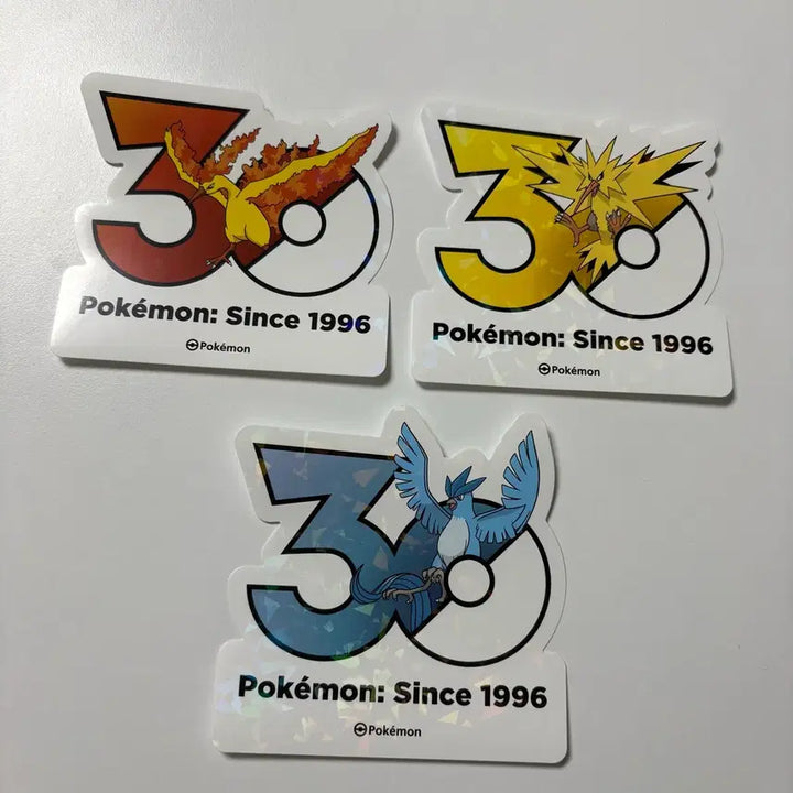 [BUNJANG] Pokemon 30th Anniversary Moltres Zapdos Articuno Logo Sticker Set / 포켓몬 30주년 썬더 파이어 프리져 로고스티커 올리브영