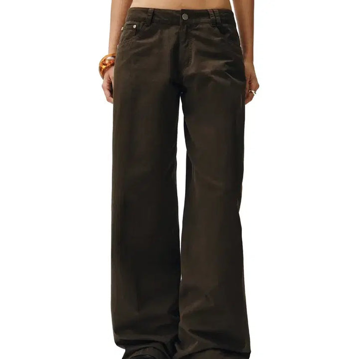 [BUNJANG] DECKAT Signature Low Rise Wide Jeans - Brown / 데케트 바지 Signature Low Rise Wide Jeans 브라운