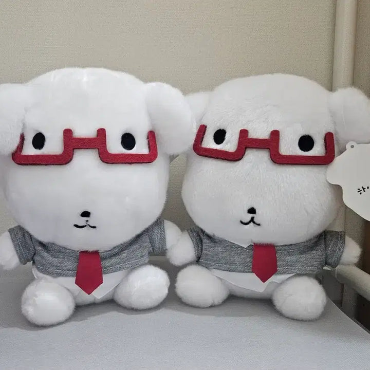 [BUNJANG] Medium Size White Dog Plush Toy with Glasses / (새상품) 안경 강아지 하양이 중형 인형