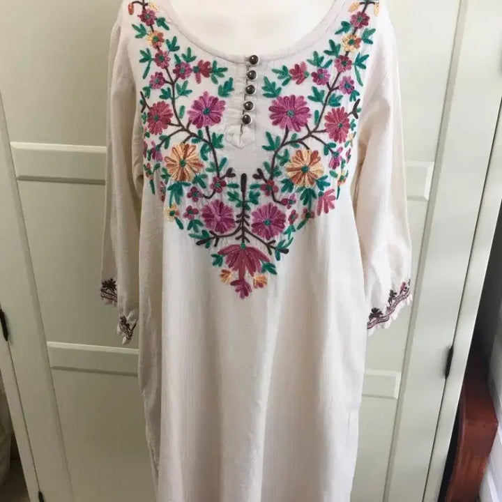 [BUNJANG] MALAIKA Vintage Embroidered Dress / 빈티지 MALAIKA 자수 원피스 티티카카 모리걸 하구미 에스닉 보헤미안