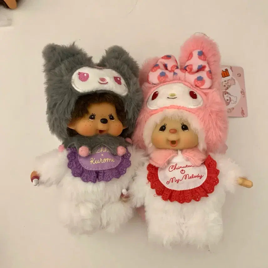 [BUNJANG] Sanrio My Melody &amp; Kuromi Monchhichi Dolls / 마이멜로디/쿠로미 몬치치