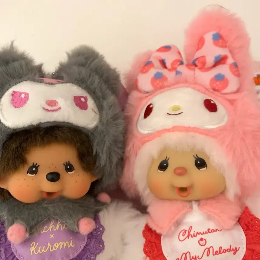 [BUNJANG] Sanrio My Melody &amp; Kuromi Monchhichi Dolls / 마이멜로디/쿠로미 몬치치