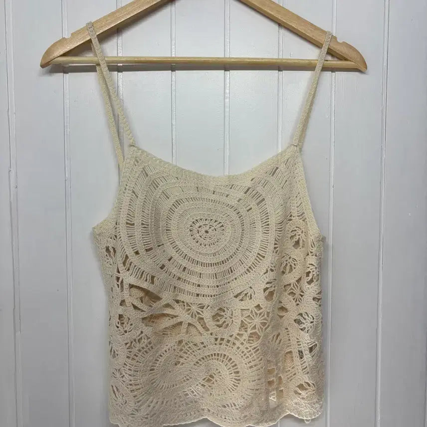 [BUNJANG] ZARA Crochet Tank Top Ivory S / ZARA 크로셰 나시 아이보리 S(55)