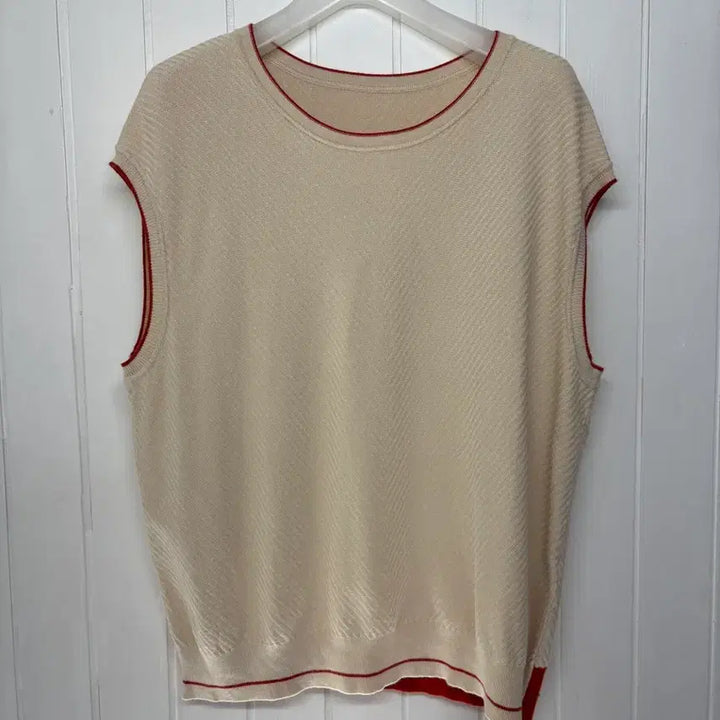 [BUNJANG] Laciento Colorblock Knit Vest / Laciento 라시엔토 아이보리 레드 배색 니트 조끼 여성100(88)