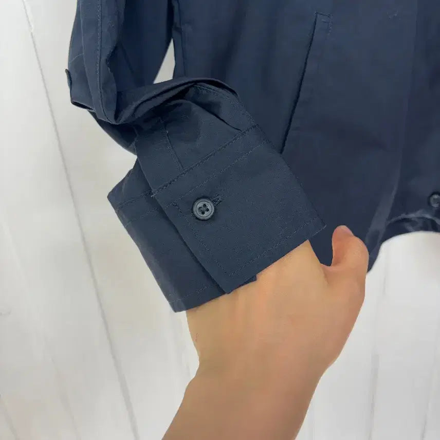 [BUNJANG] Celeb Shop Navy Hooded Shirt Size 55 / 셀럽샵 네이비 후드 셔츠 55