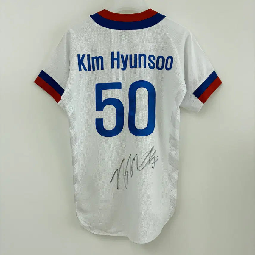 [BUNJANG] Descente 2014 Incheon Asian Games Kim Hyun-soo Signed Player Jersey (Size M) / 데상트 2014 인천아시아게임 국가대표 김현수 마킹 선수싸인 유니폼