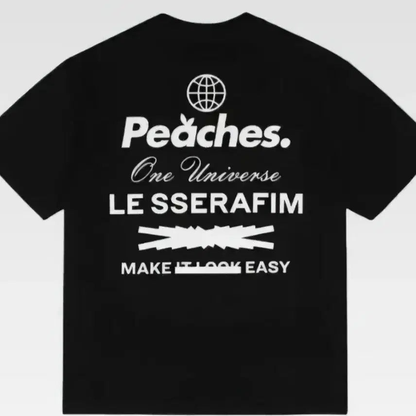 [BUNJANG] LE SSERAFIM Peaches Staple T-Shirt Black / 르세라핌 피치스 스테이플 반팔 블랙 티셔츠