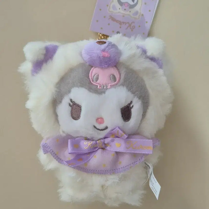 [BUNJANG] Sanrio Kuromi Fuwamosa Plush Doll Mascot / 산리오 후와모사 곰인형 마스코트 (쿠로미)
