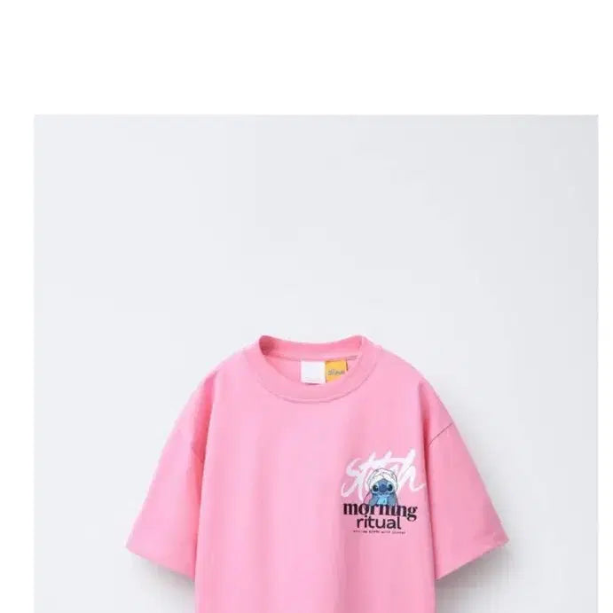 [BUNJANG] Zara Disney Stitch Short Sleeve T-Shirt / 자라 디즈니 스티치 핑크 반팔 티셔츠