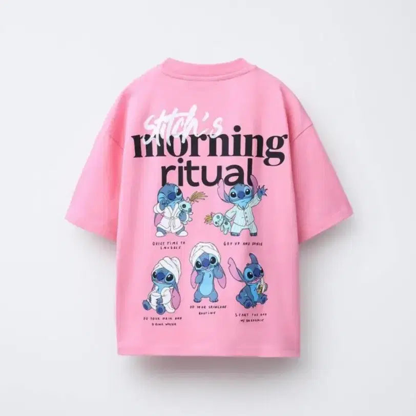 [BUNJANG] Zara Disney Stitch Short Sleeve T-Shirt / 자라 디즈니 스티치 핑크 반팔 티셔츠