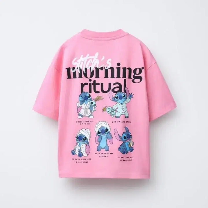[BUNJANG] Zara Disney Stitch Short Sleeve T-Shirt / 자라 디즈니 스티치 핑크 반팔 티셔츠
