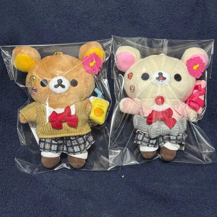 [BUNJANG] Rilakkuma Korilakkuma Gyaru School Uniform Keyring Doll Bundle Set / 리락쿠마 코리락쿠마 갸루 교복 키링 인형 2종 일괄 마코