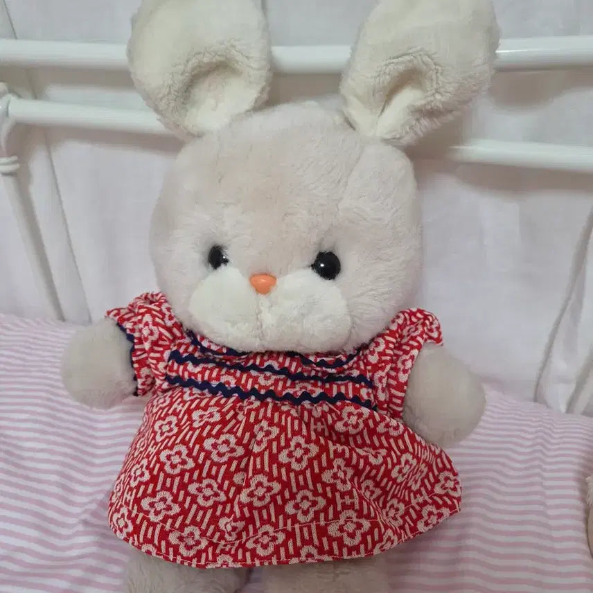 [BUNJANG] Rabbit Plush Doll with Red Dress / 토끼 인형 + 빨간색 원피스