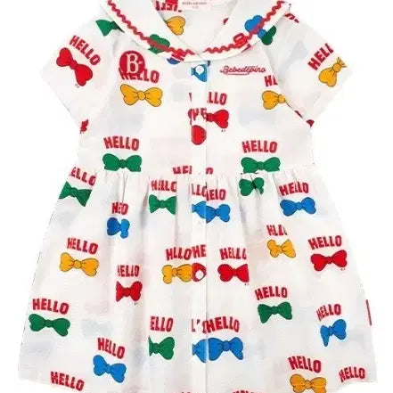 [BUNJANG] Bebe de Pino All Over Sailor Collar Dress / 베베드피노 올오버 세일러카라 원피스 130