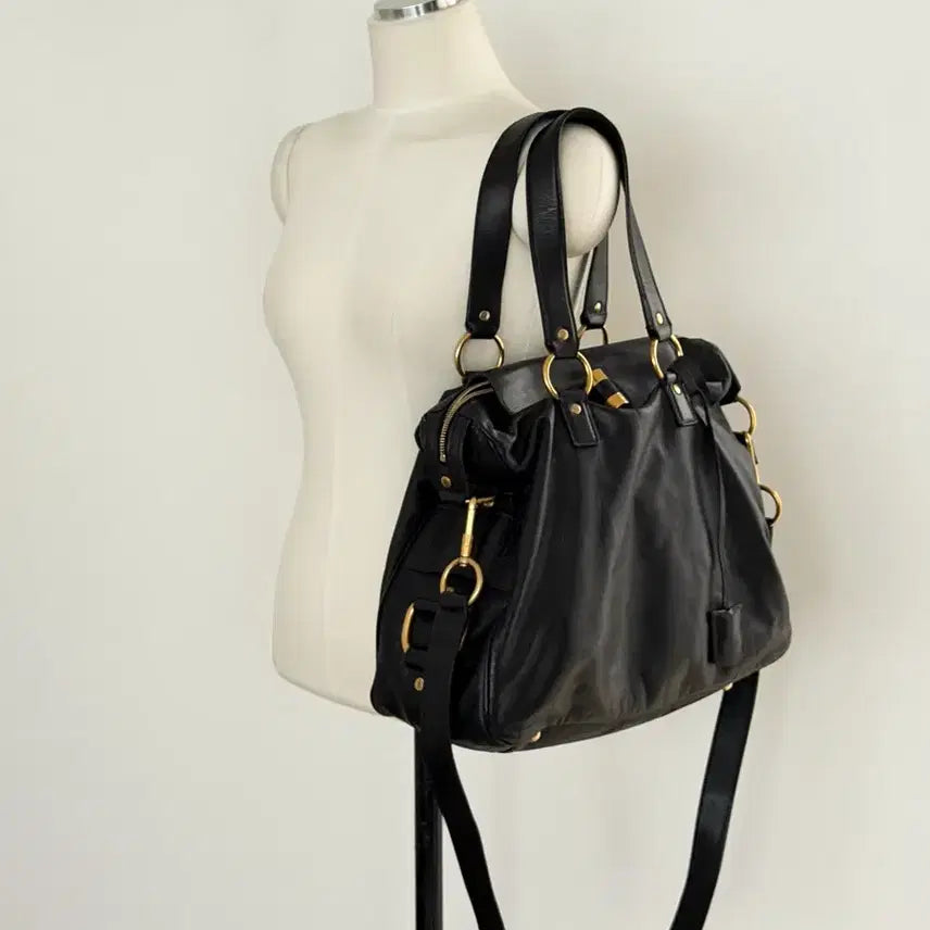 [BUNJANG] Yves Saint Laurent Rive Gauche 2-Way Leather Shoulder Bag / 입생로랑 리브고쉬 레더 2WAY 숄더백