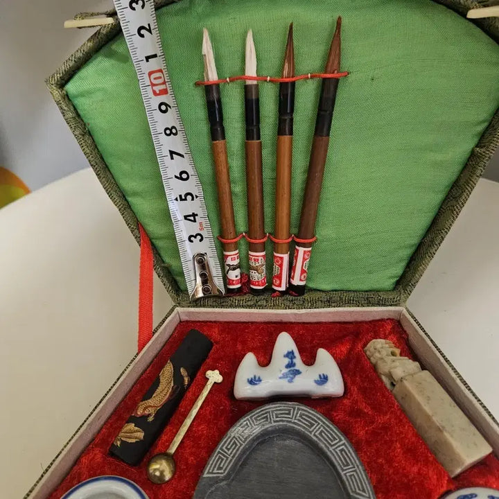 [BUNJANG] Four Brush, Ink Stone, Ink Stick, and Seal Calligraphy Set / 문방사우 세트 붓 먹 도장 포함