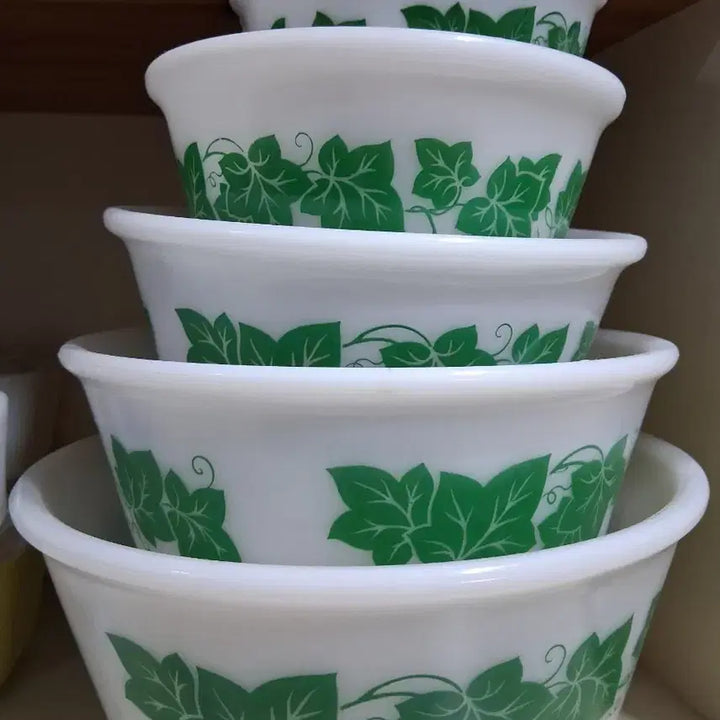 [BUNJANG] Hazel Atlas Green Ivy Mixing Bowl Set (5 Pieces) / 헤이즐 아틀라스 그린 아이비 믹싱볼 5개세트