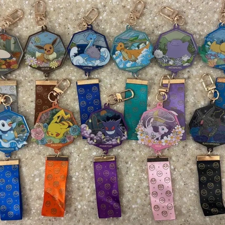 [BUNJANG] Pokemon Diorama 3D Acrylic Keychain Set (12 types, incl. Mew, Rayquaza) / [새상품] 포켓몬 디오라마 입체 아크릴 키링 12종(+뮤,레쿠쟈)